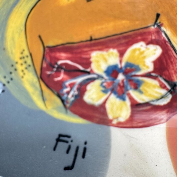 Décor Australia Fiji Ceramic Triangular Dish Ashtray Abstract Art Plate Vtg 2 - Picture 6 of 7